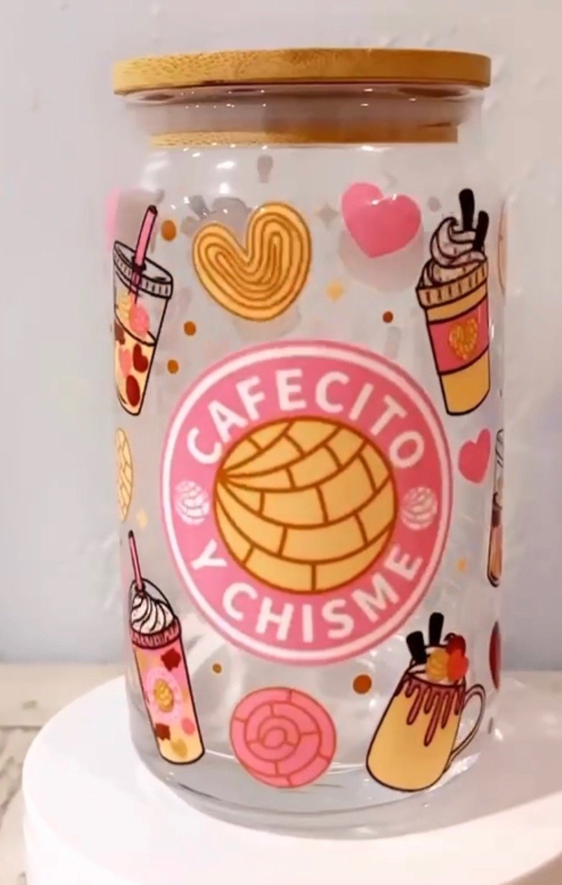 Image of Chisme y cafecito GLASS+LID+GLASS STRAW