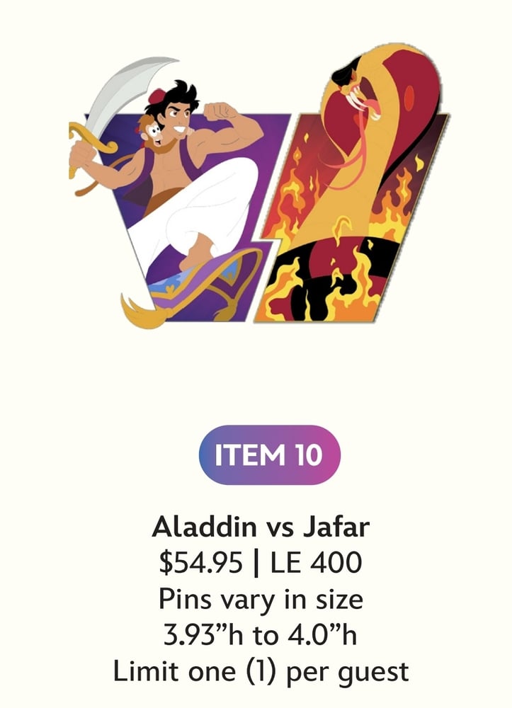 Image of Aladdin disney Heroes vs. villains wdi le 400 pin 