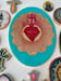 Image of Sacred Heart Oval Large Aqua/Magenta/Gold leaf 