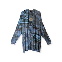 Image 1 of 3X PLUS Jersey Knit Open Cardigan in Muted Blue Stone Geode Ice Dye