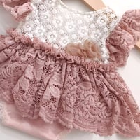 Image 3 of Newborn girls body-dress |Tamia | dusty pink | off white