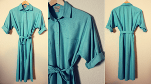 Image of Vintage Mint Button Down Dress w/ Belt (FREE SHIPPING*)