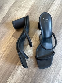 Black bubble satin sandals 