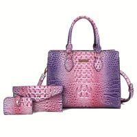 Image 13 of 3pcs Set Crocodile Print Tote Bag - Large Capacity, Women'S Fashion Handbag, Shoulder Bag And Purse