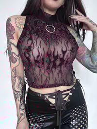 Image 2 of Fire Lace Up Top (made to order)