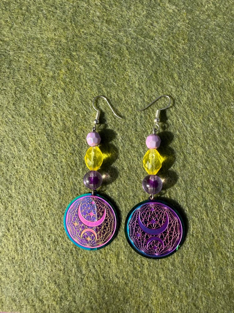 Image of โจ๐๐ Purple moon earrings๐โจ๐