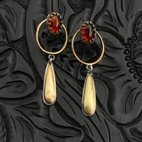 Image 1 of Amber and Brass Earrings