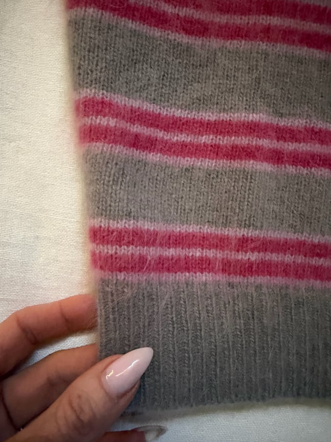 late 70s angora stripe ballet scoop neck top blouse sweater 