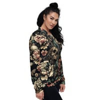 Image 1 of Rowdy Rag's Floral Skulls Bomber Jacket