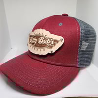 Image 2 of Synder snapback leather patch hat Dark Red & Gray