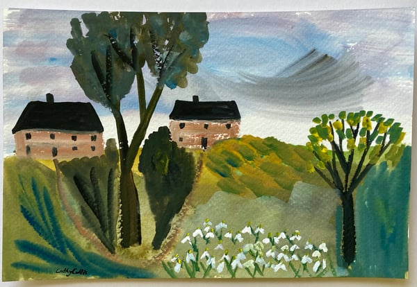 Image of spring landscape with snowdrops 