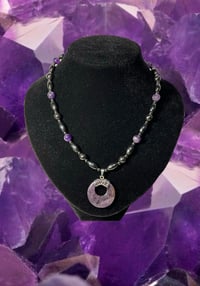 Image 1 of Amethyst & MAGNETIC Hematite Necklace 19”