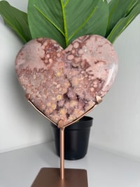 Image 4 of XL PINK AMETHYST HEART ON CUSTOM ROSE GOLD STAND -BRAZIL- A