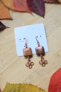 Image 4 of Fossilized Coral Copper Earrings