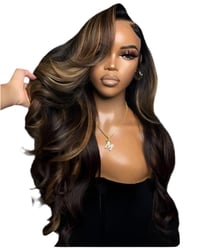 Image 1 of Highlight Brown or Natural Black Wig