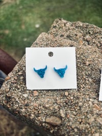 Image 2 of Glitter Long Horn Studs