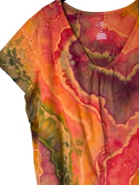 Image 8 of ♻️ UPCYCLED 2X PLUS V-Neck Tee in Tropical Geode Ice Dye