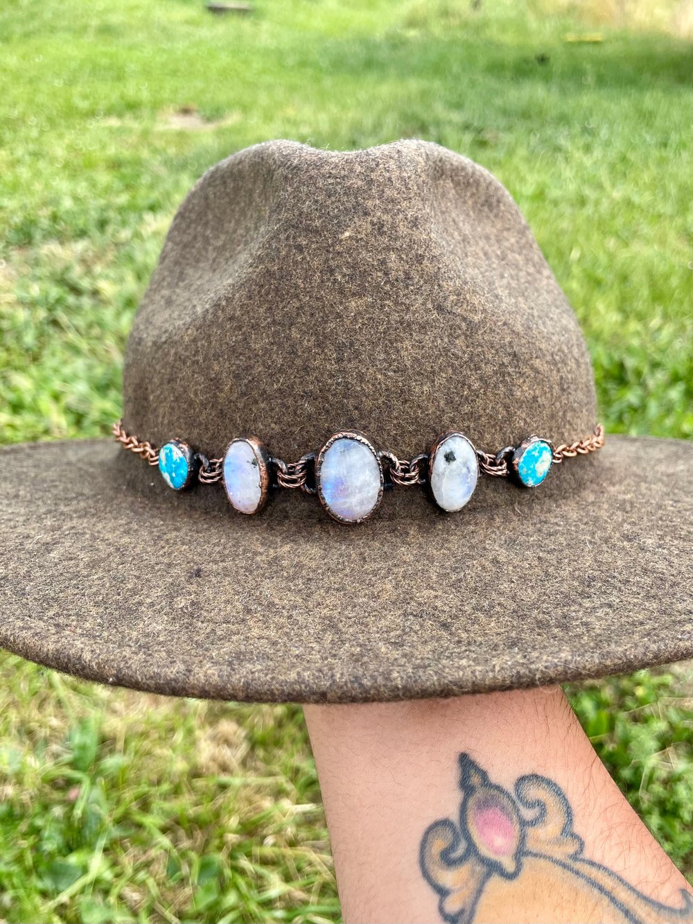 Moonstone and Turquoise Hat Band 