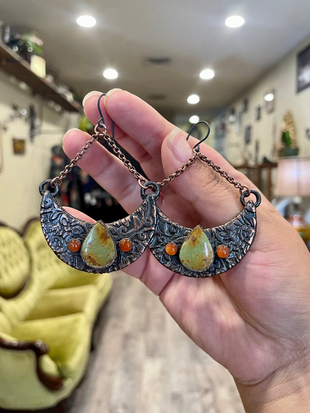 Royston Turquoise Crescent Moon Earrings