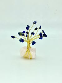 Image 2 of Mini Tree of Life Rose Quartz Lapis Lazuli Desk Charm | Love—Wisdom