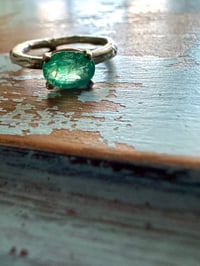 Image 14 of emerald ring with twig band . size 7