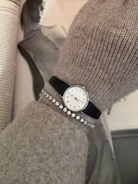Image 1 of Vintage Ladies Dainty Silver Dial Leather Watch 