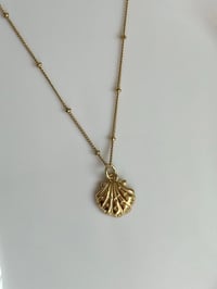 Image 1 of Gold Sparkly Scallop Shell Necklace