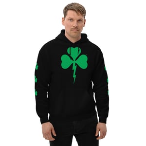 Image of Shamrock Lightning Bolt Unisex Black Hoodie