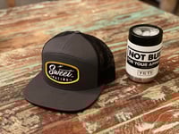 Charcoal and Yellow 7 Panel Hat 