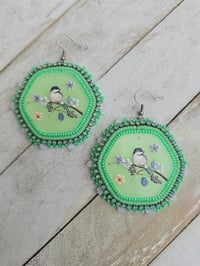 Image 1 of Green Bird earrings 