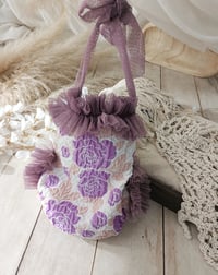Image 1 of Photoshoot body | Marella romper | age 9-12 months | dark purple flowers | sitter