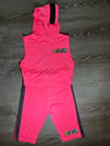 Pink with Black Stripe Two Piece Sleeveless hooded Top & Short Set Women’s 