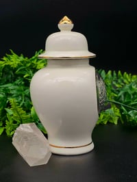 Image 2 of White And Gold URN with Real Preserved Web - 3