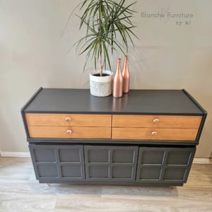Image of Gorgeous Nathan Square Sideboard in Ash Grey with Copper Accessories