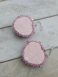 Image 3 of Mauve fuzzy heart earrings 