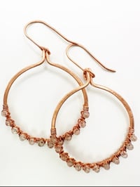 Image 2 of Rose Quartz (Copper) Hoop Earrings
