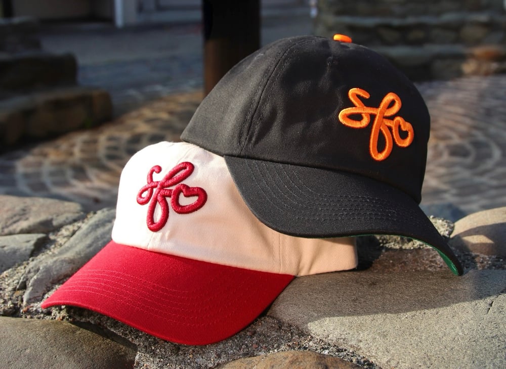 Image of From San Francisco With Love Dad Hat - Stone / Bridge Red