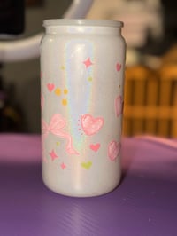 Image 1 of Premade White Shimmer Bow Cup