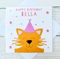 Image 1 of Personalised Fun Cat-Themed Birthday Card - Custom Card for kids & Cat Lovers