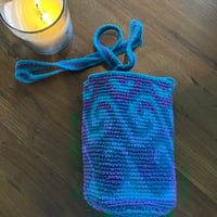 Image 6 of Handmade Caribbean Blue Crochet Festival Bucket Bag - Made in Belize 