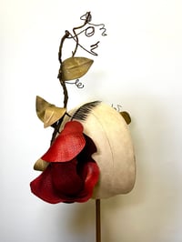 Image 2 of Crimson red flower headpiece