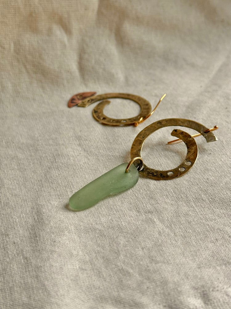 Image of Brass, copper earrings 