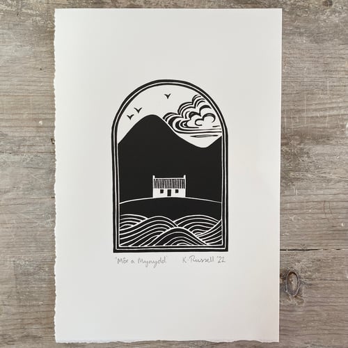 Image of 'Môr a Mynydd' Linoprint