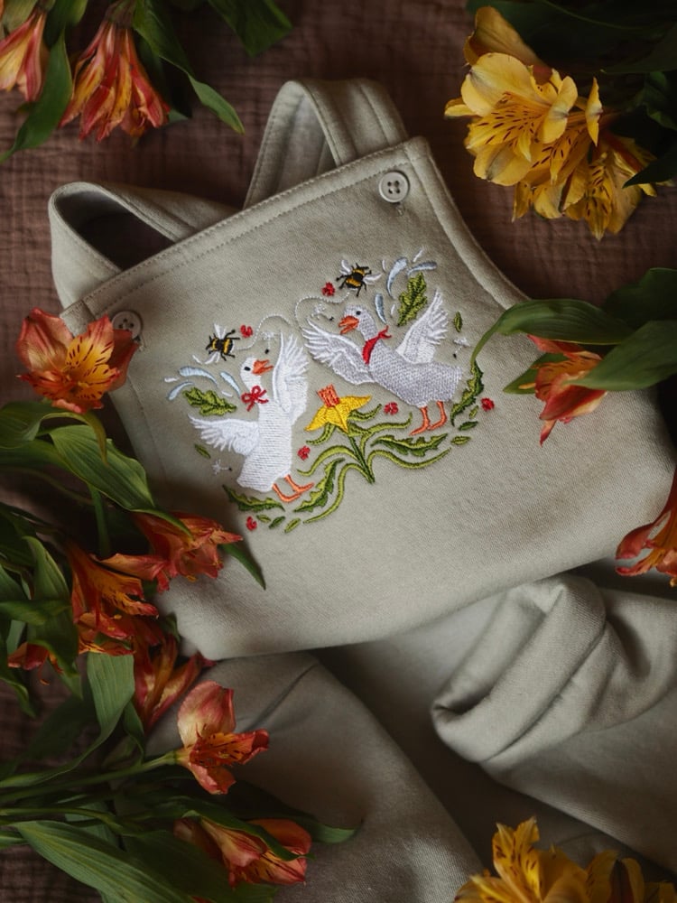 Image of Symmetry in Spring - Sage Green Dungarees