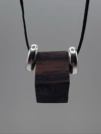 Image 1 of Sterling Silver & Ebony Bead Cord Necklace