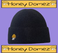 Classic Ribbed Knit Black Embroidered Beanie 