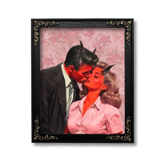 Retro Art Print // ‘Infernal Romance’ Retro Devils