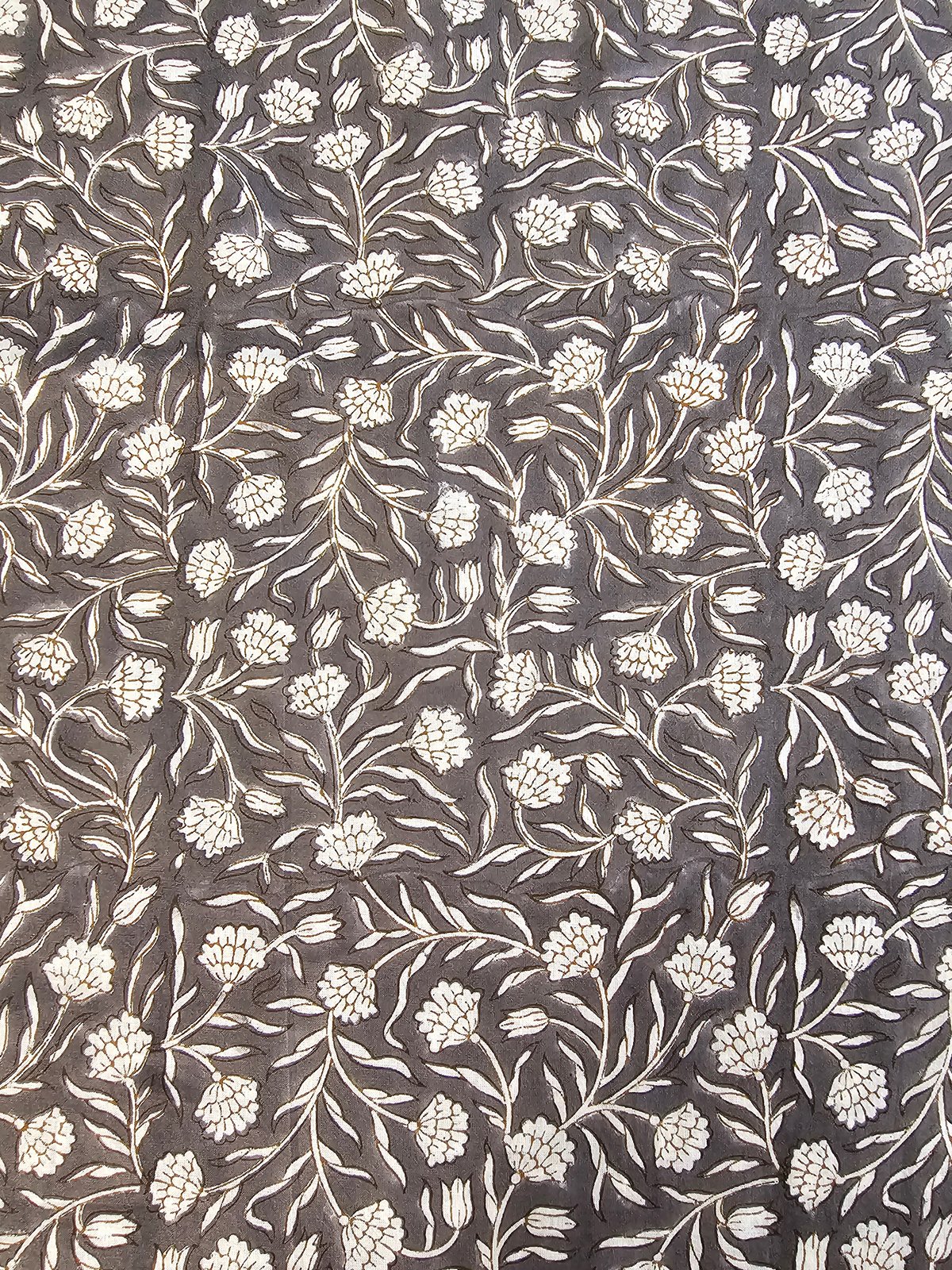 Image of Namaste fabric petits œillets fond gris souris