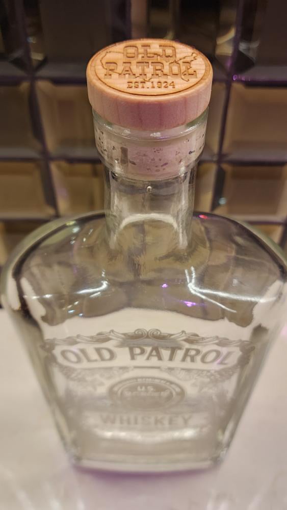 Image of VINTAGE OLD PATROL WHISKEY DECANTER (PRICE INCLUDES SHIPPING)
