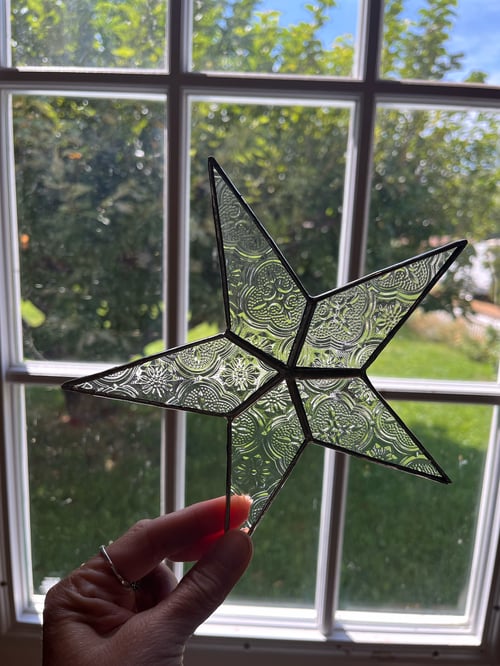 Image of Clear Vintage Star- stained glass